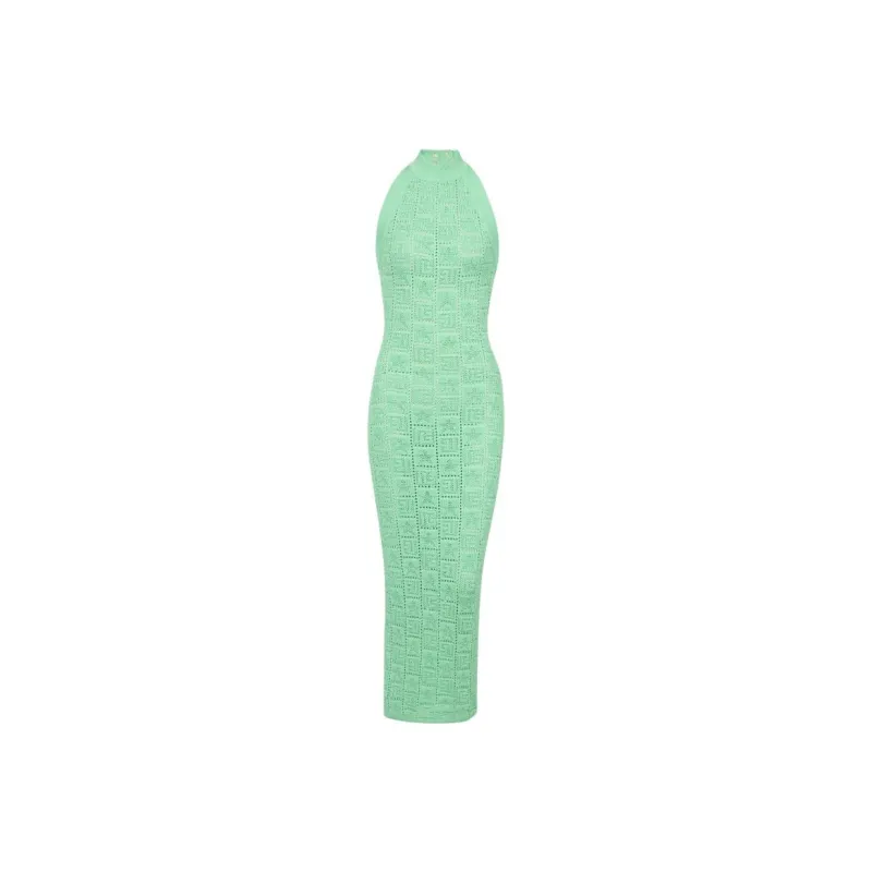 BALMAIN Monogram pattern Knitted Midi Dress-0