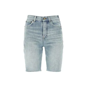 SAINT LAURENT High Rise Denim Shorts