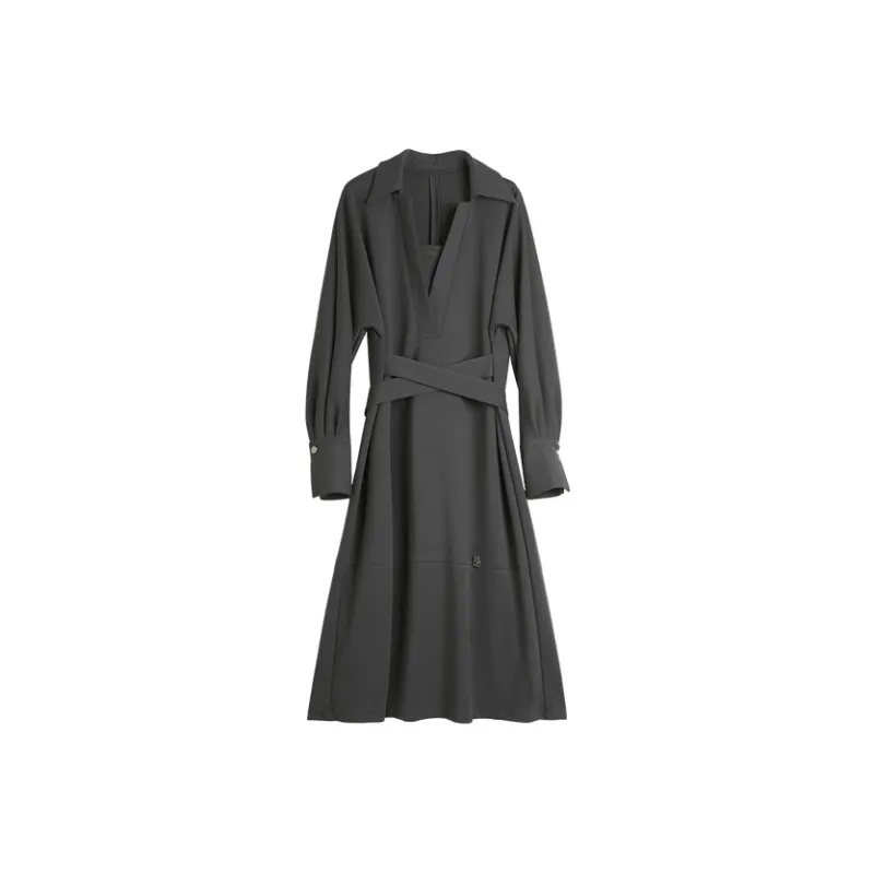 ELLE Long Sleeved Dresses Women's Dark Gray-0