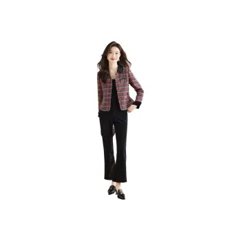 Mylan Casual Suit For Fall Women's Red Plaid