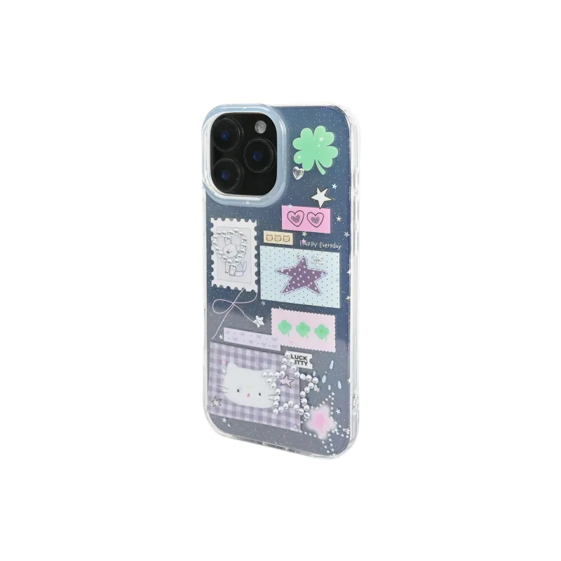 Sopi Acrylic Material Four Leaf Clover Stamp Puppy Phone Cases Compatible With IPhone 16/15 Pro Max/Apple 13/14 Pro/Max-6