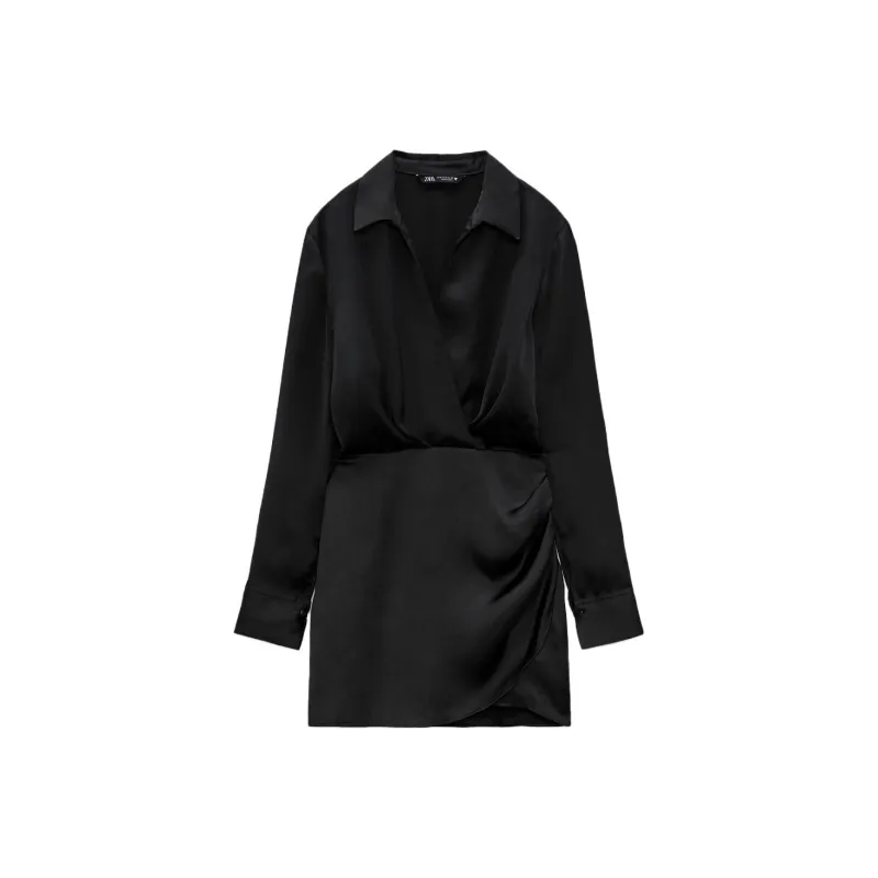 ZARA Long-Sleeved Dresses Women's Black-0