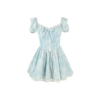 MOUT RECON TAILOR Short Sleeved Dress Women's Aqua Colorful Blue