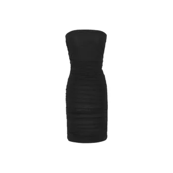 SAINT LAURENT Ruched Strapless Dress In Knit Sleeveless Dress Women's Black
