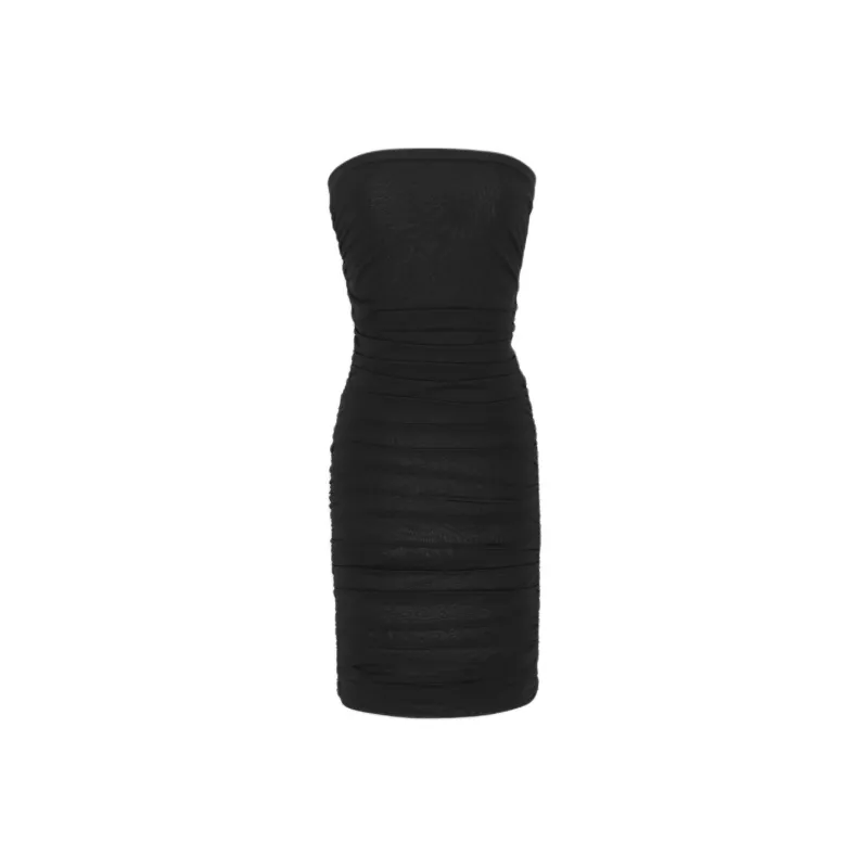 SAINT LAURENT Ruched Strapless Dress In Knit Sleeveless Dress Women's Black-0