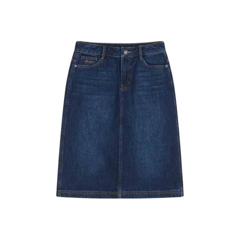 HAZZYS Denim Long Skirt Women's Navy Blue-0