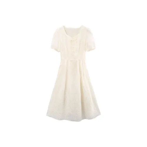 A Paradise For Awakening Short Sleeved Dresses Women's Beige