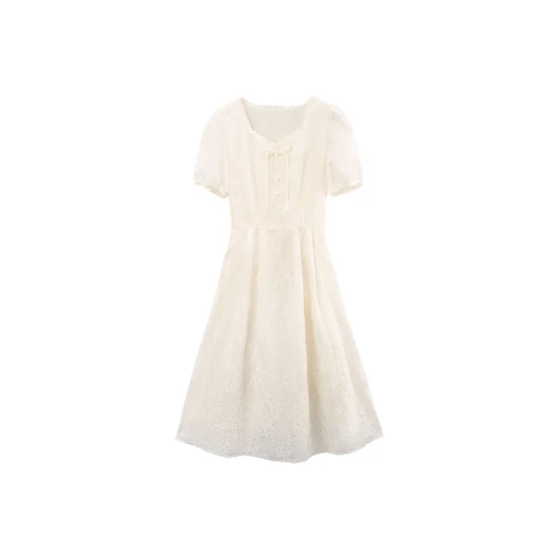 A Paradise For Awakening Short Sleeved Dress Women's Beige-0
