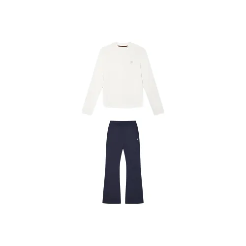 FILA Casual Suits Women's Steam White Top+Legend Blue Pants