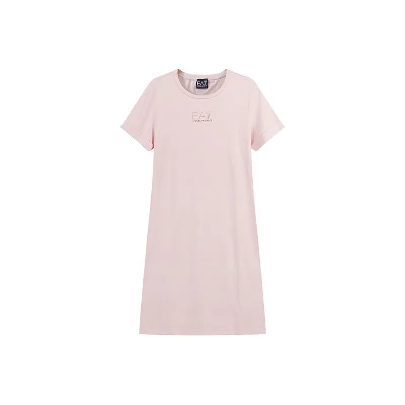 EMPORIO ARMANI EA7 SS24 Short Sleeved Dress Women's Light Pink-0