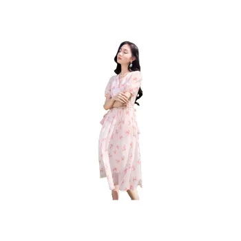 XIANGYING Short Sleeved Dress Women's Pink