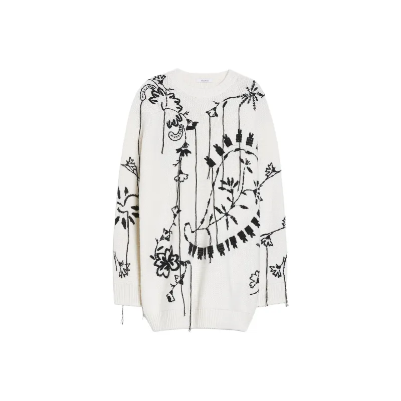 MaxMara Embroidered Crewneck Long Sleeved Dress-0