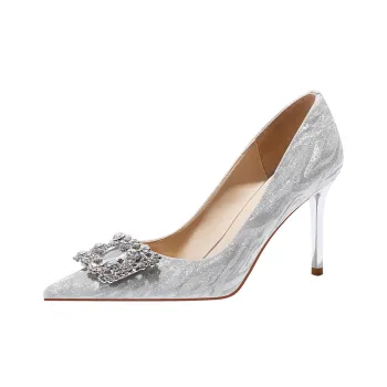 Lan Miao Slim Heel High Heels Women's Silver