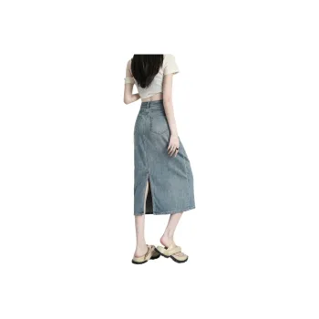 7 SEVFUN Denim Long Skirt Women's Nostalgic Blue