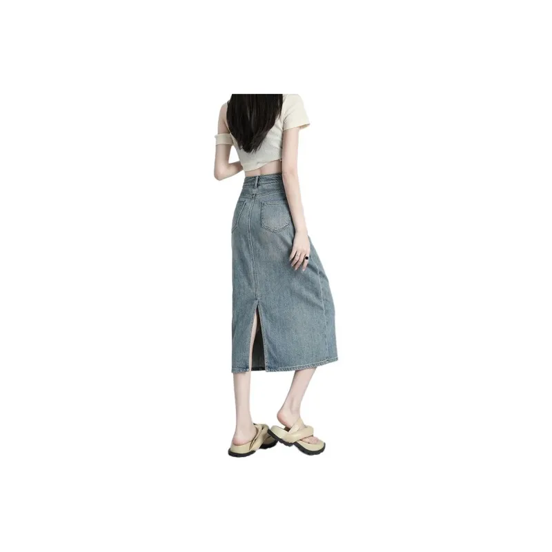 7 SEVFUN Denim Long Skirt Women's Nostalgic Blue-1
