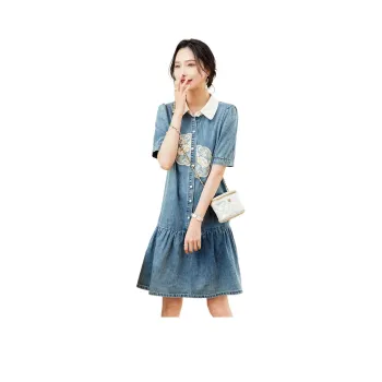 TERRE BLEUE SS24 Short Sleeved Dresses Women's Denim Blue