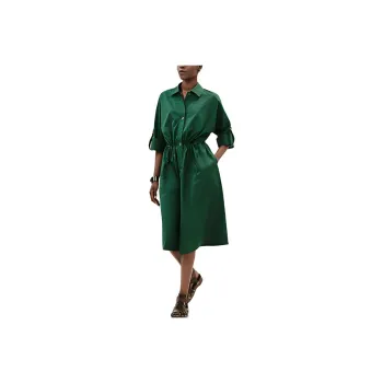 HERMES Long Sleeved Dress Women's Dark Green