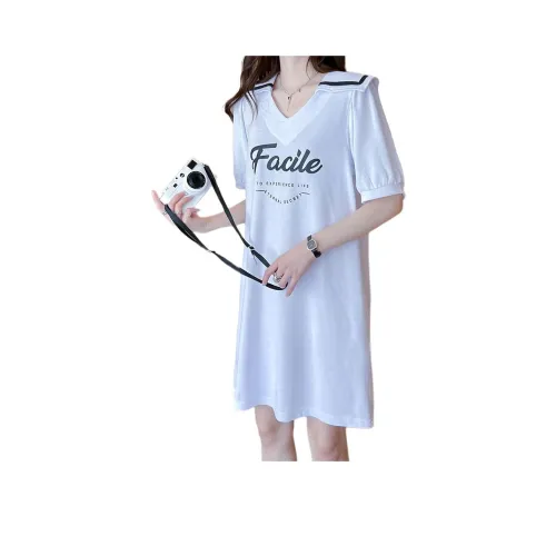 Tonlion Short-Sleeved Dresses Women's Bleach