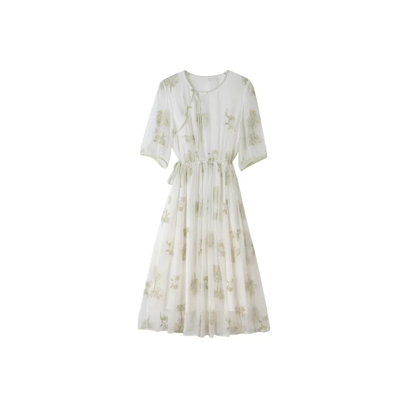 To The West SS25 Short Sleeved Dress Women's White-0