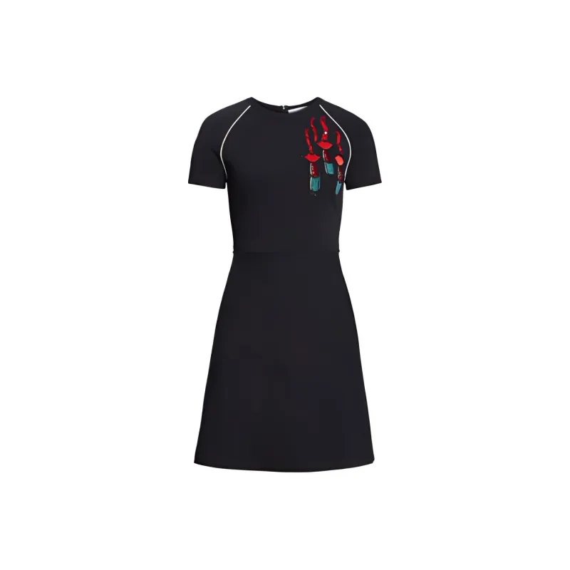 Valentino Short Sleeved Dresses Women's Black-0
