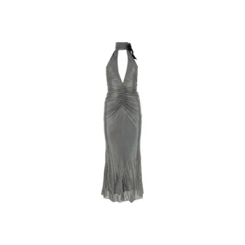 Alessandra Rich Halterneck Open-Back Maxi Dress