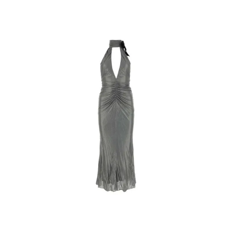 Alessandra Rich Halterneck Open-Back Maxi Dress-0