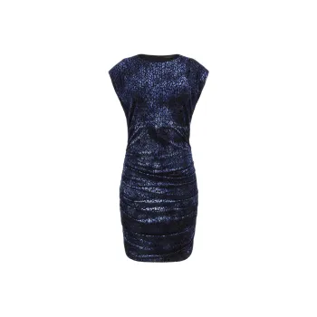 GUESS Velvet Animalier Mini Dress Short-Sleeved Dresses Women's Blue