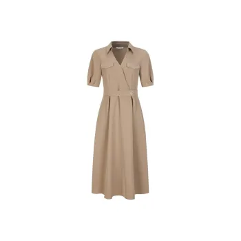 JZ. ANNAKRO Short Sleeved Dresses Women's Beige Coffee