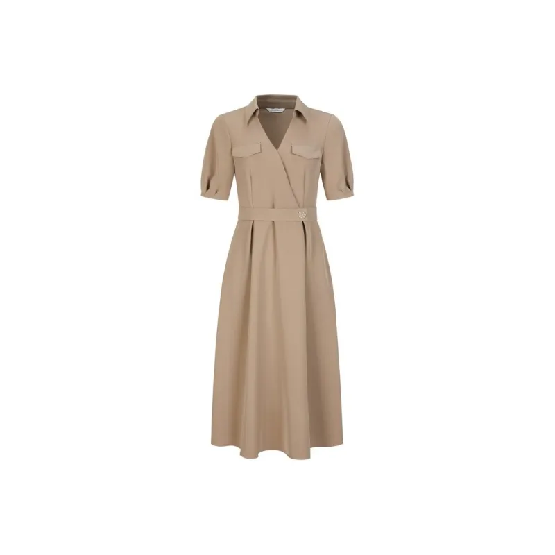 JZ. ANNAKRO Short Sleeved Dresses Women's Beige Coffee-0