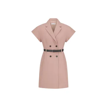 DIOR SS25 Short Sleeved Dress Women's Peach Blossom Pink