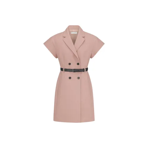 DIOR SS25 Short Sleeved Dress Women's Peach Blossom Pink