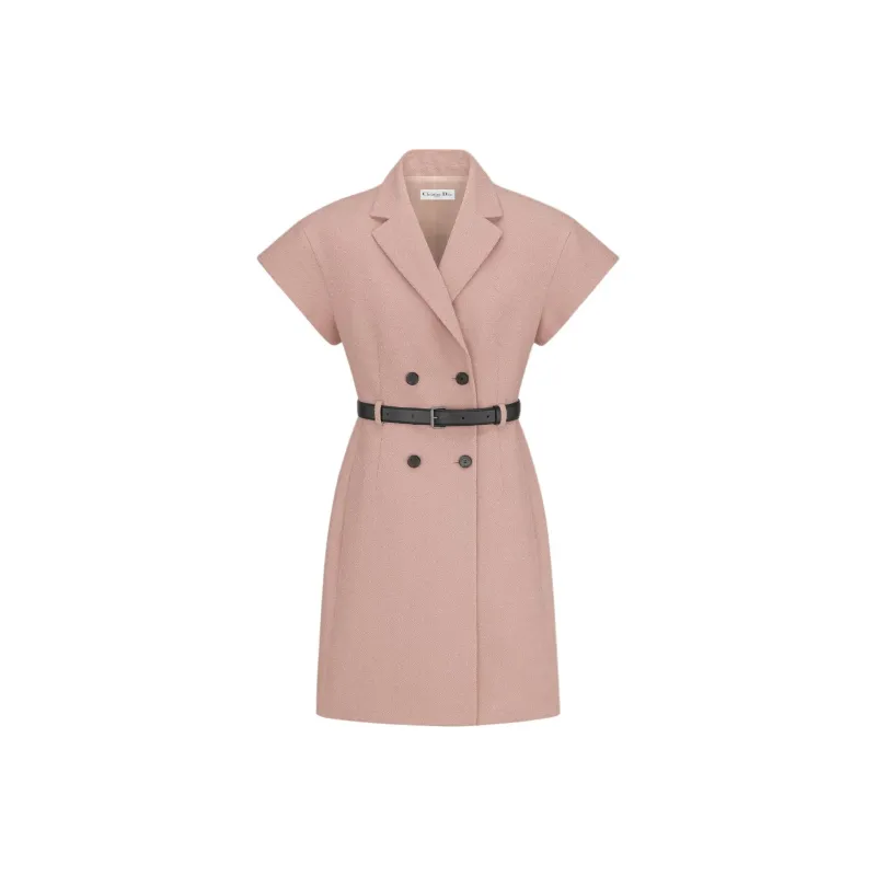 DIOR SS25 Short Sleeved Dress Women's Peach Blossom Pink-0