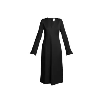 JIL SANDER V Neck Long Sleeved Midi Dress