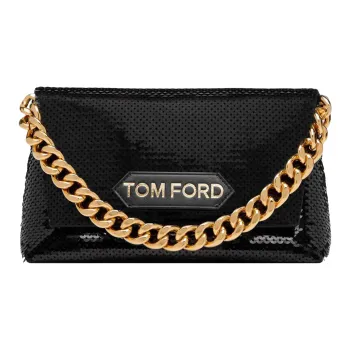 TOM FORD Cow Leather Shoulder Bag Clutch Women's Black