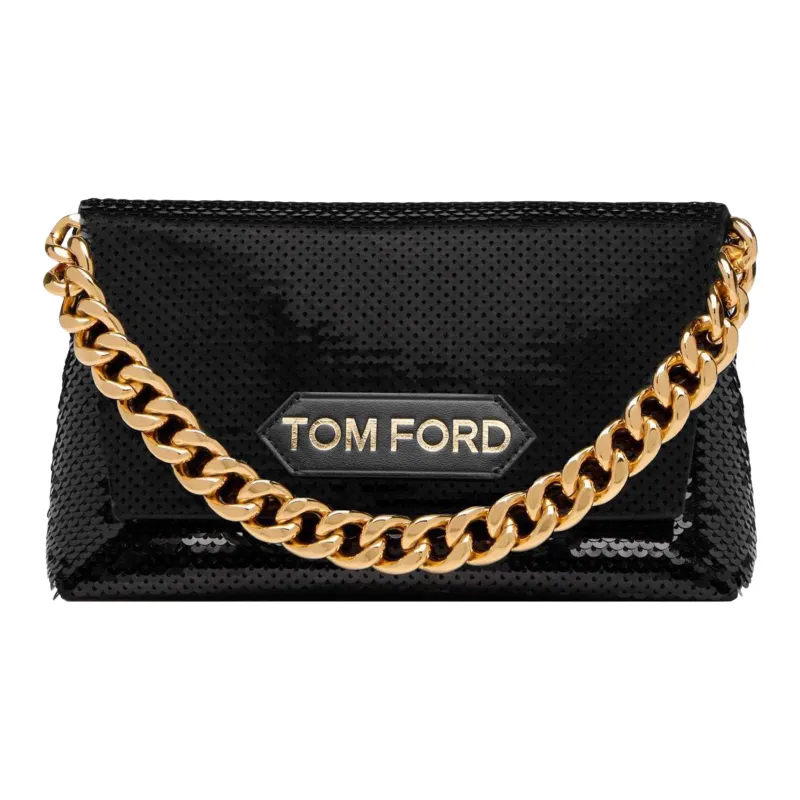 TOM FORD Cow Leather Shoulder Bag Clutch Women's Black-0