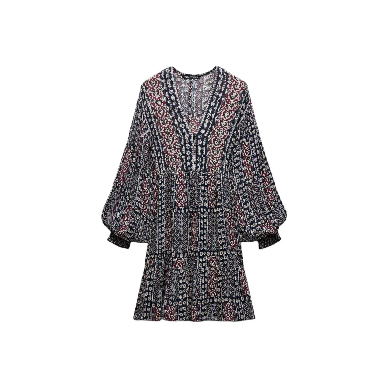 ZARA Long Sleeved Dresses Women's Multicolor-0