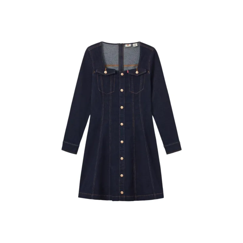 Levi's Long Sleeved Dresses Women's Navy Blue-0