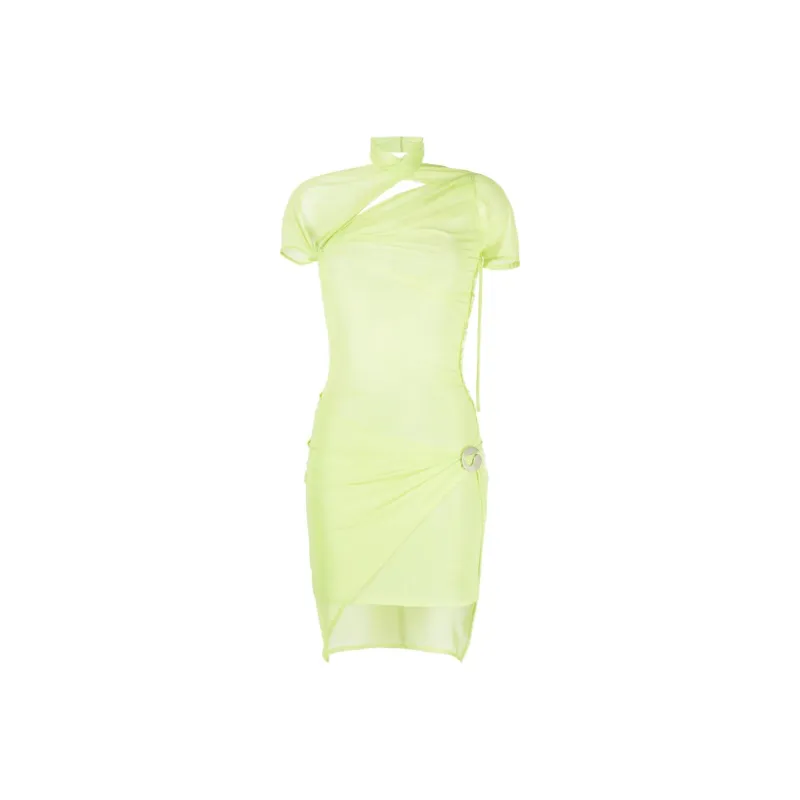 COPERNI Asymmetric Drape Mesh Dress-0