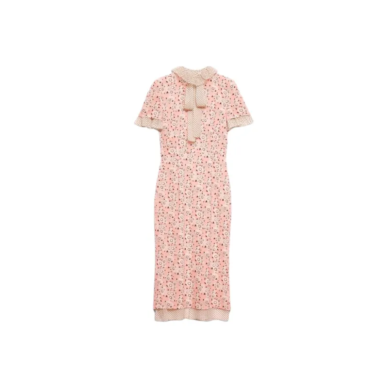 PRADA SS25 Short Sleeved Dress Women's Tea Flower-0