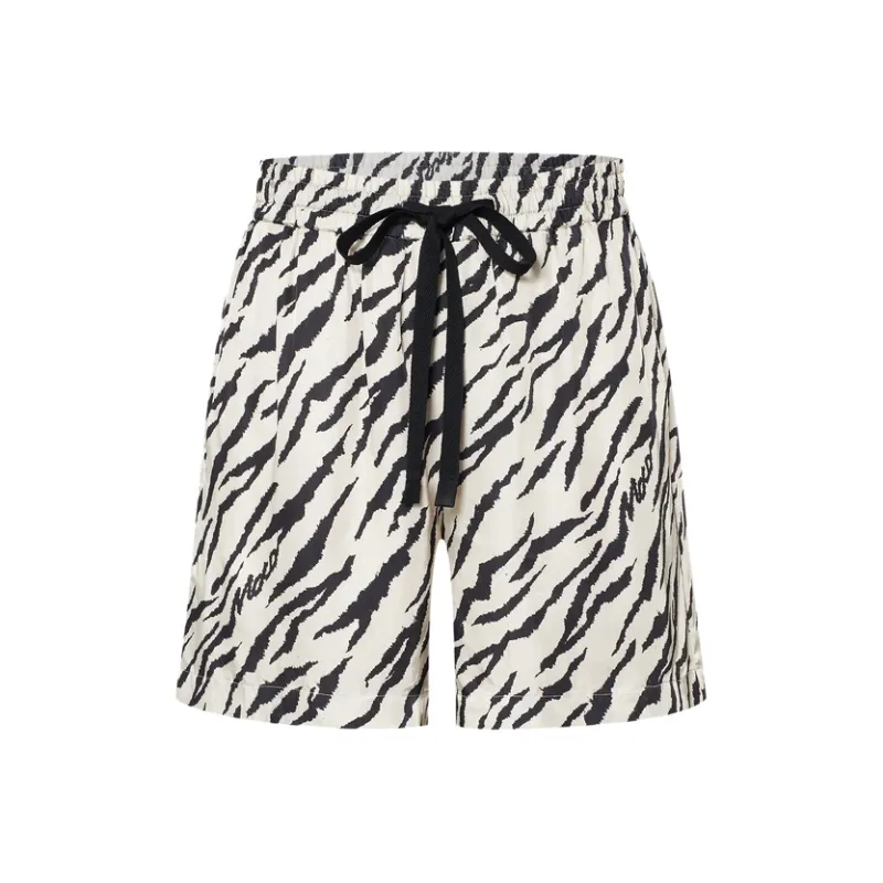 MOCO Casual Shorts Women's Gray Apricot Leopard Print-0