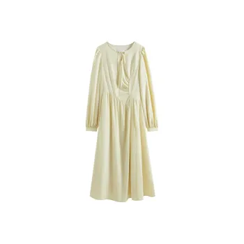 FANSILANEN Long Sleeved Dress Women's Light Yellow