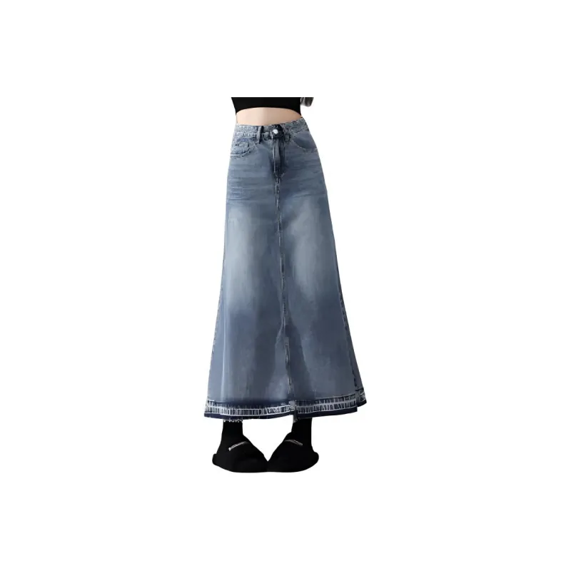 Beautiful Wardrobe Denim Long Skirt Women's Nostalgic Blue-0