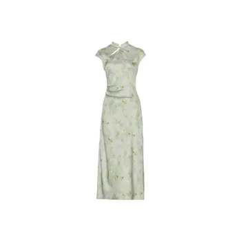 DPLAY Short Sleeved Dress Women's Green Shadow Floral