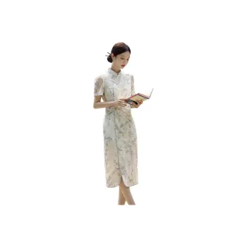 XWI Short-Sleeved Dresses Women's Beige Base Purple Flowers