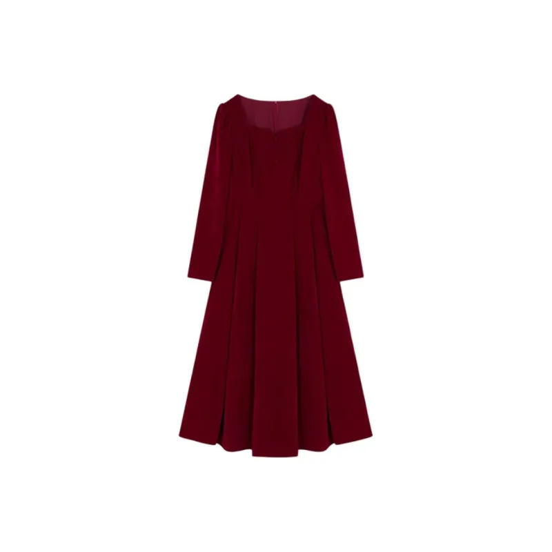 XWI Long Sleeved Dresses Women's Burgundy-0