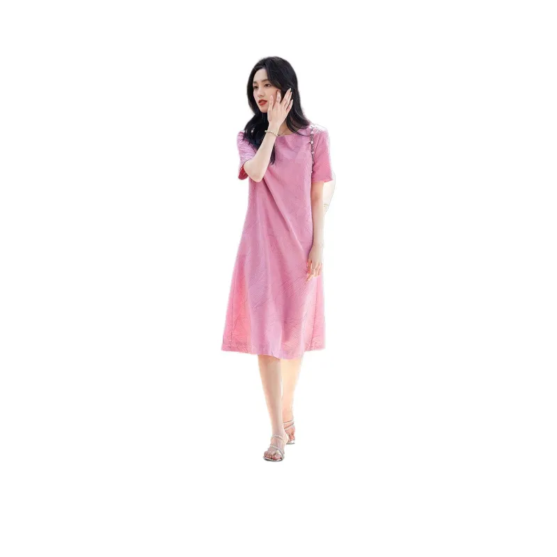 【dme】 Short-Sleeved Dresses Women's Fuchsia-0