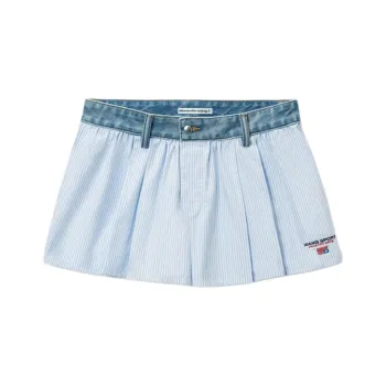 Alexander Wang Denim Waistband Shorts Blue/White