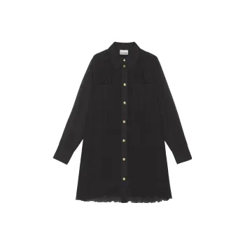 GANNI Georgette Straight point Collar Dress