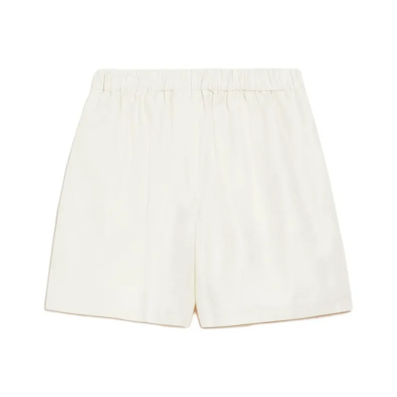 MaxMara Piadena Collection Cotton Shorts With Monogram Embroidery Casual Shorts Women's White-0