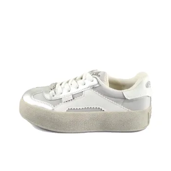 Buffalo Low Top Skateboard Shoes Unisex White Silver